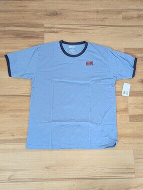 NWT BIKE Ringer T-Shirt Light Blue Contrast Trim Logo Tee 2XL